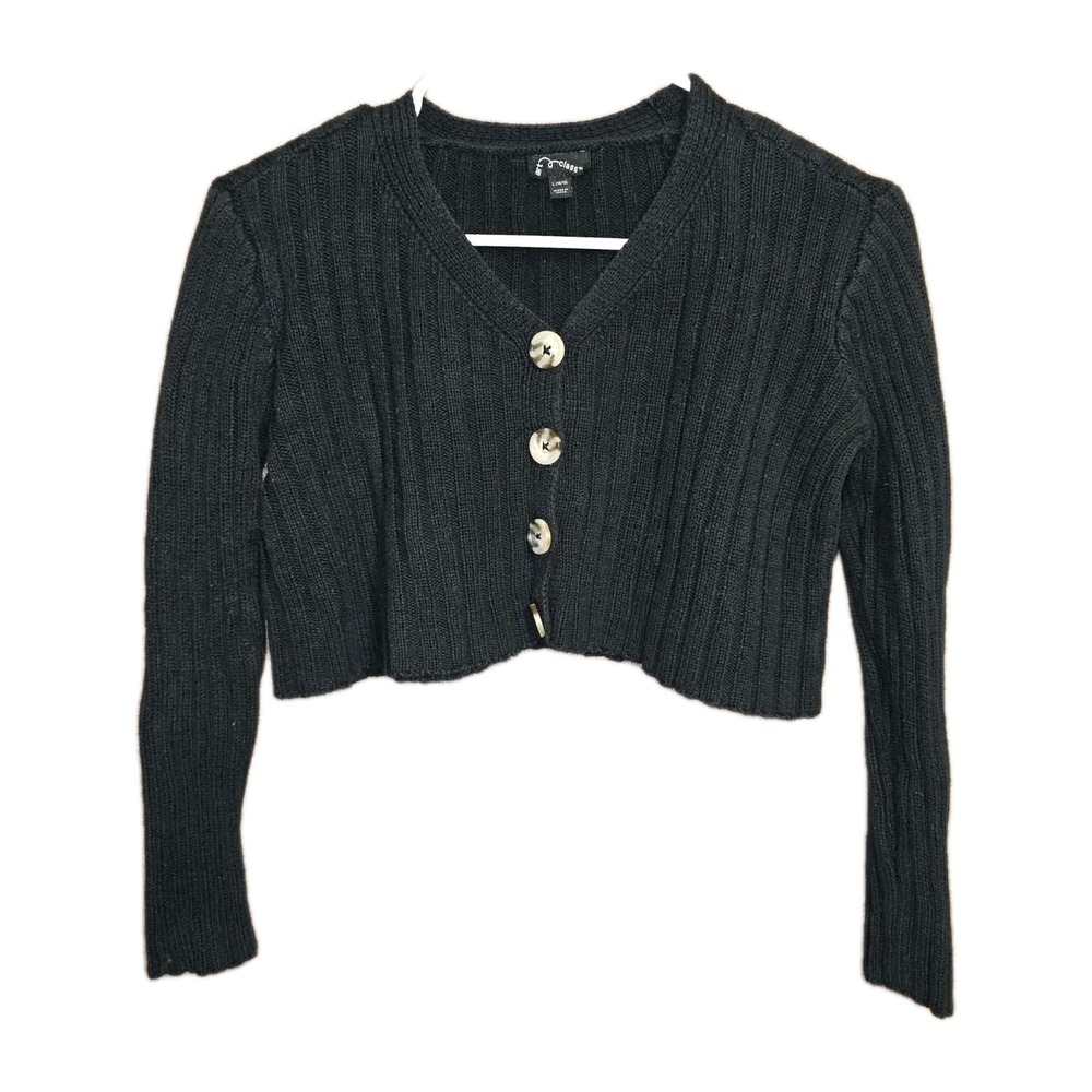 🖤‎ Art Class Girls Ribbed Knit Cropped Cardigan – Black – Size L (10/12) 🖤